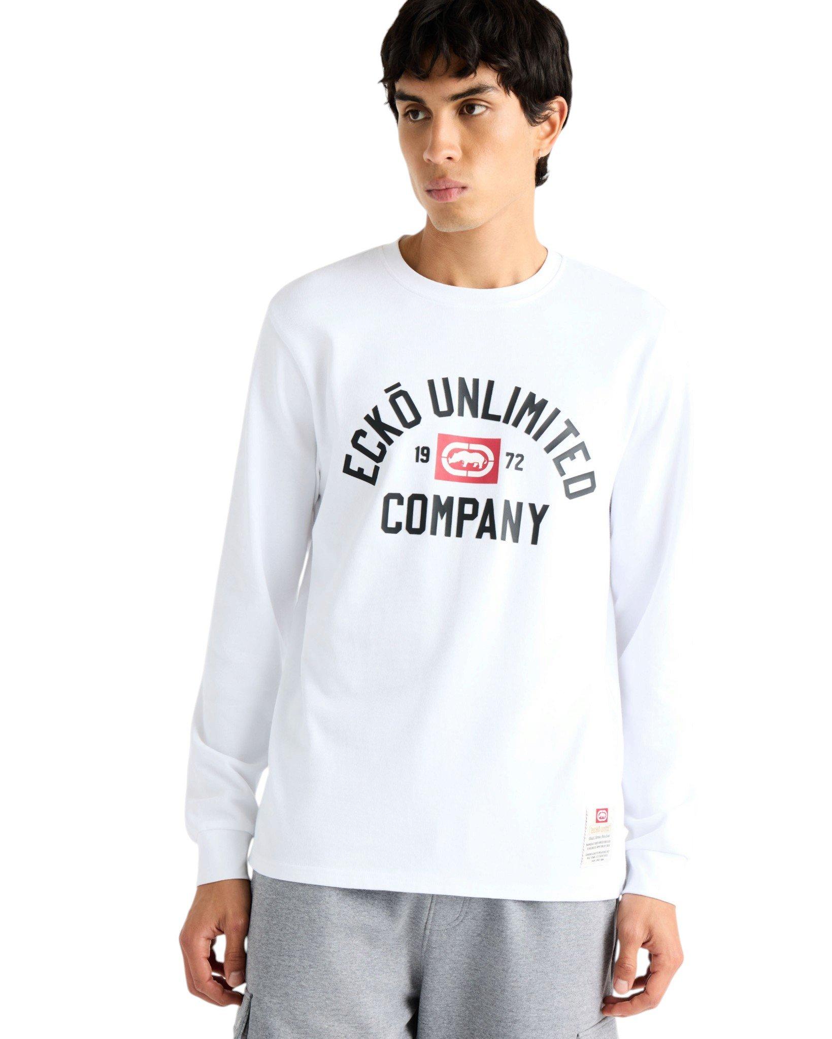 ecko unltd. Men's Classic Arch Long Sleeve Tee - White - WHITE